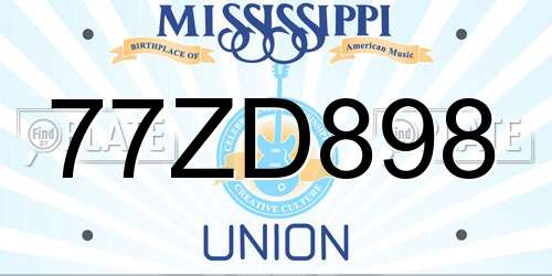 77ZD898 Mississippi License Plate