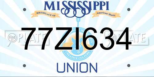 77ZI634 Mississippi License Plate