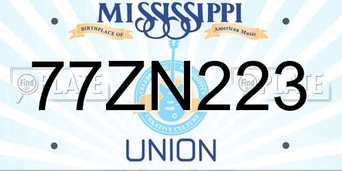 77ZN223 Mississippi License Plate