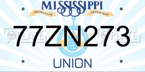 77ZN273 Mississippi License Plate