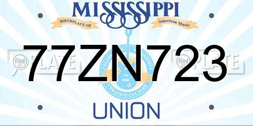 77ZN723 Mississippi License Plate