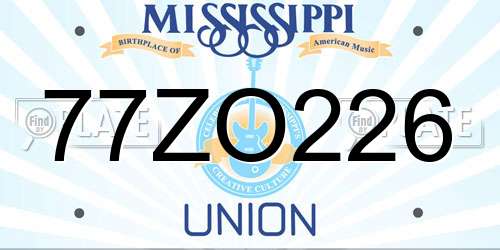 77ZO226 Mississippi License Plate