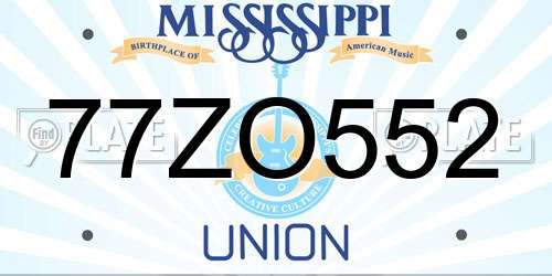 77ZO552 Mississippi License Plate