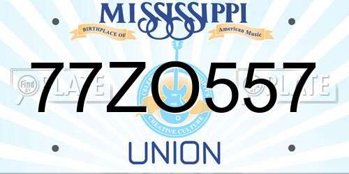 77ZO557 Mississippi License Plate