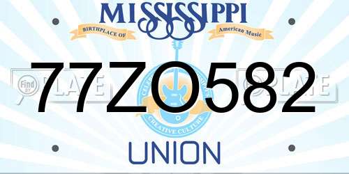 77ZO582 Mississippi License Plate