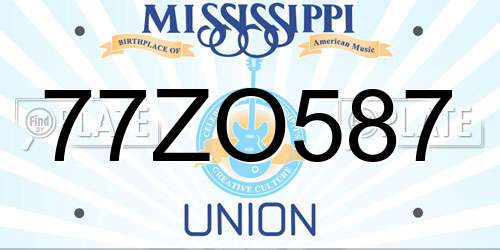 77ZO587 Mississippi License Plate