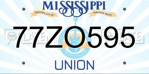 77ZO595 Mississippi License Plate