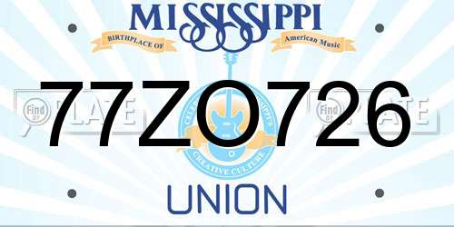 77ZO726 Mississippi License Plate