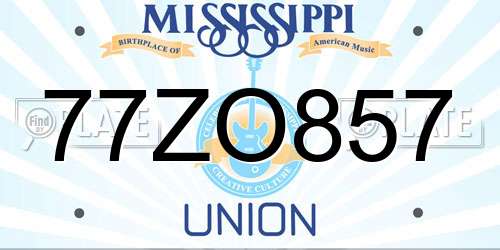 77ZO857 Mississippi License Plate
