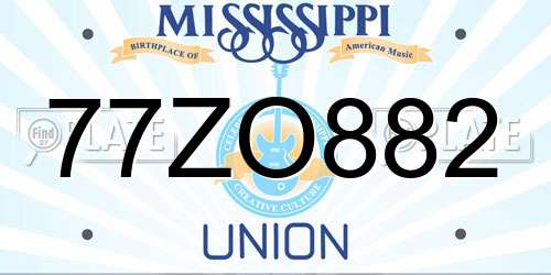 77ZO882 Mississippi License Plate
