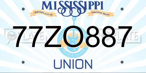 77ZO887 Mississippi License Plate
