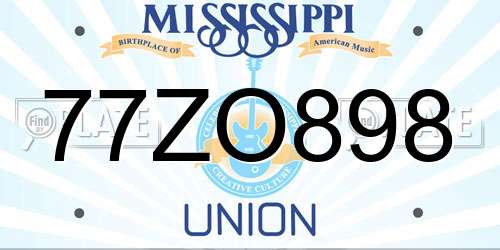 77ZO898 Mississippi License Plate