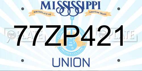 77ZP421 Mississippi License Plate