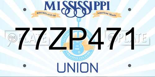 77ZP471 Mississippi License Plate