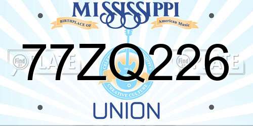 77ZQ226 Mississippi License Plate