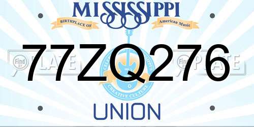 77ZQ276 Mississippi License Plate