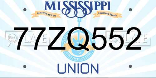 77ZQ552 Mississippi License Plate