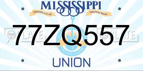 77ZQ557 Mississippi License Plate