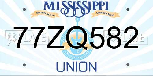 77ZQ582 Mississippi License Plate