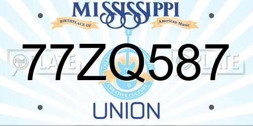 77ZQ587 Mississippi License Plate