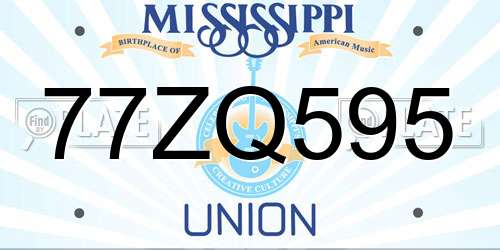 77ZQ595 Mississippi License Plate