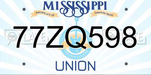 77ZQ598 Mississippi License Plate