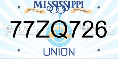 77ZQ726 Mississippi License Plate