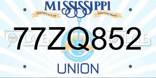 77ZQ852 Mississippi License Plate