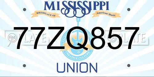 77ZQ857 Mississippi License Plate