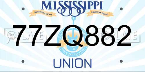 77ZQ882 Mississippi License Plate