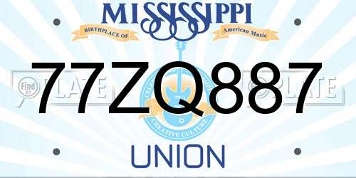 77ZQ887 Mississippi License Plate