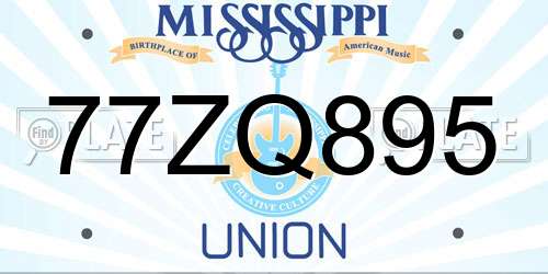 77ZQ895 Mississippi License Plate