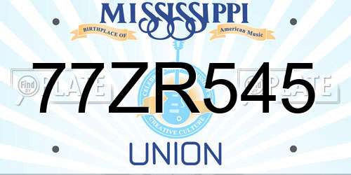 77ZR545 Mississippi License Plate