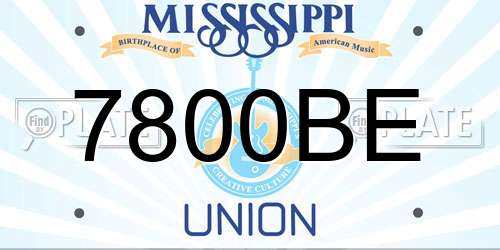 7800BE Mississippi License Plate
