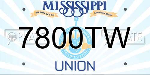 7800TW Mississippi License Plate