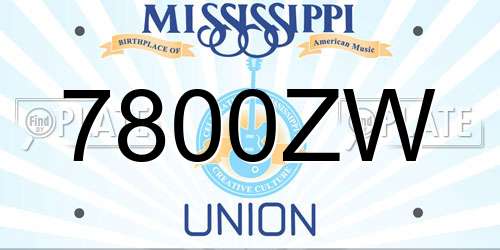 7800ZW Mississippi License Plate