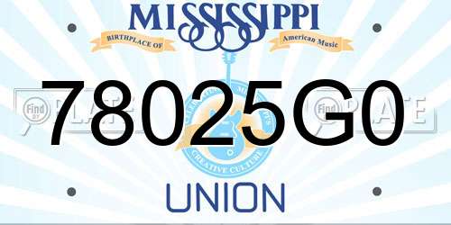 78025G0 Mississippi License Plate