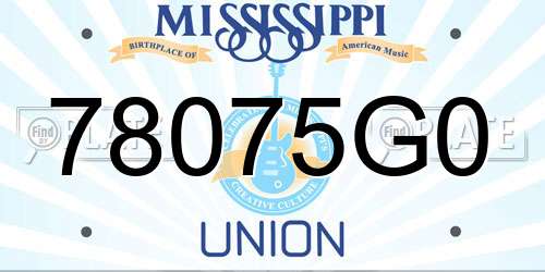 78075G0 Mississippi License Plate