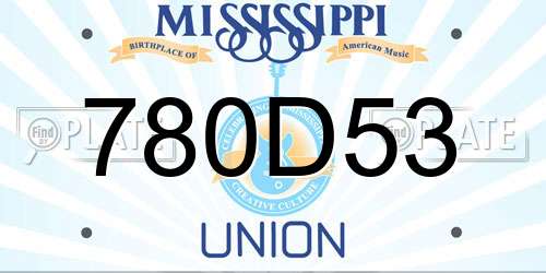 780D53 Mississippi License Plate
