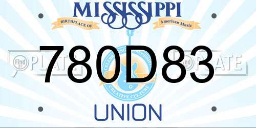 780D83 Mississippi License Plate