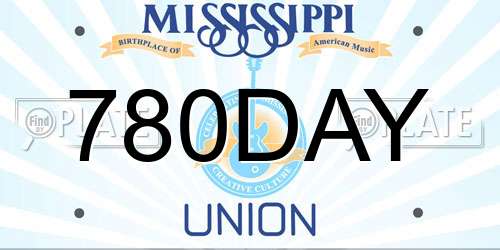 780DAY Mississippi License Plate