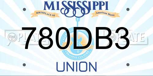 780DB3 Mississippi License Plate