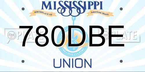 780DBE Mississippi License Plate