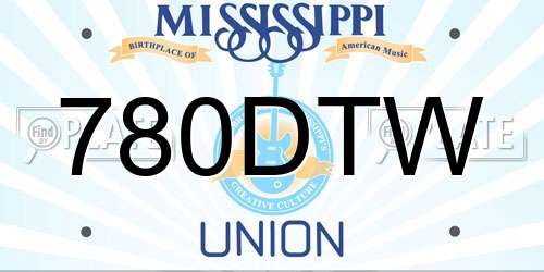 780DTW Mississippi License Plate