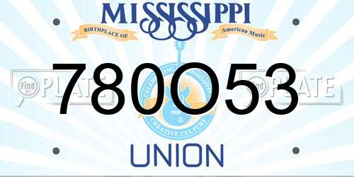 780O53 Mississippi License Plate