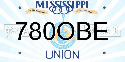 780OBE Mississippi License Plate
