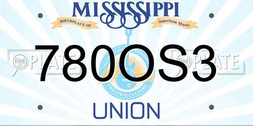 780OS3 Mississippi License Plate