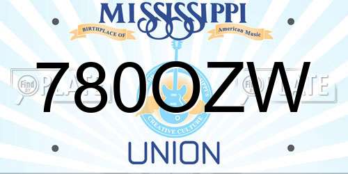 780OZW Mississippi License Plate