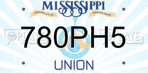 780PH5 Mississippi License Plate