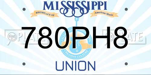 780PH8 Mississippi License Plate